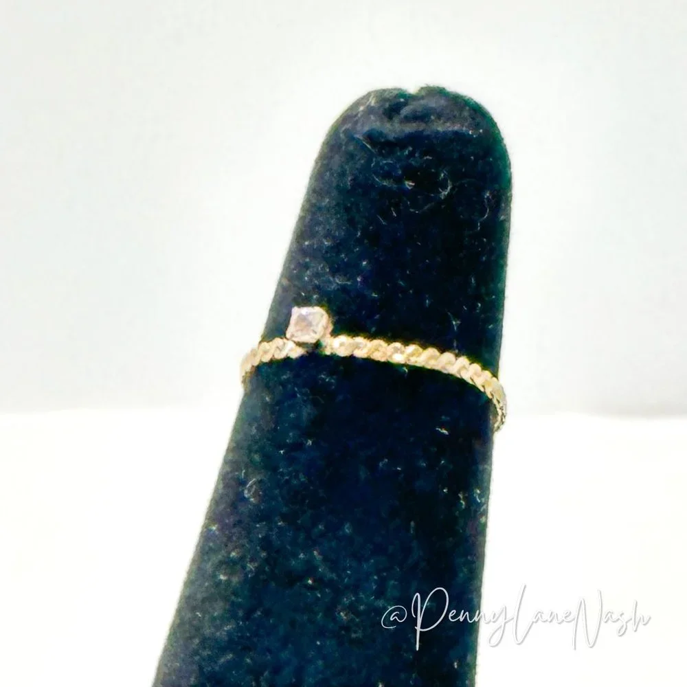Vintage Delicate Mini Rope with Single Stone Solitaire Ring
